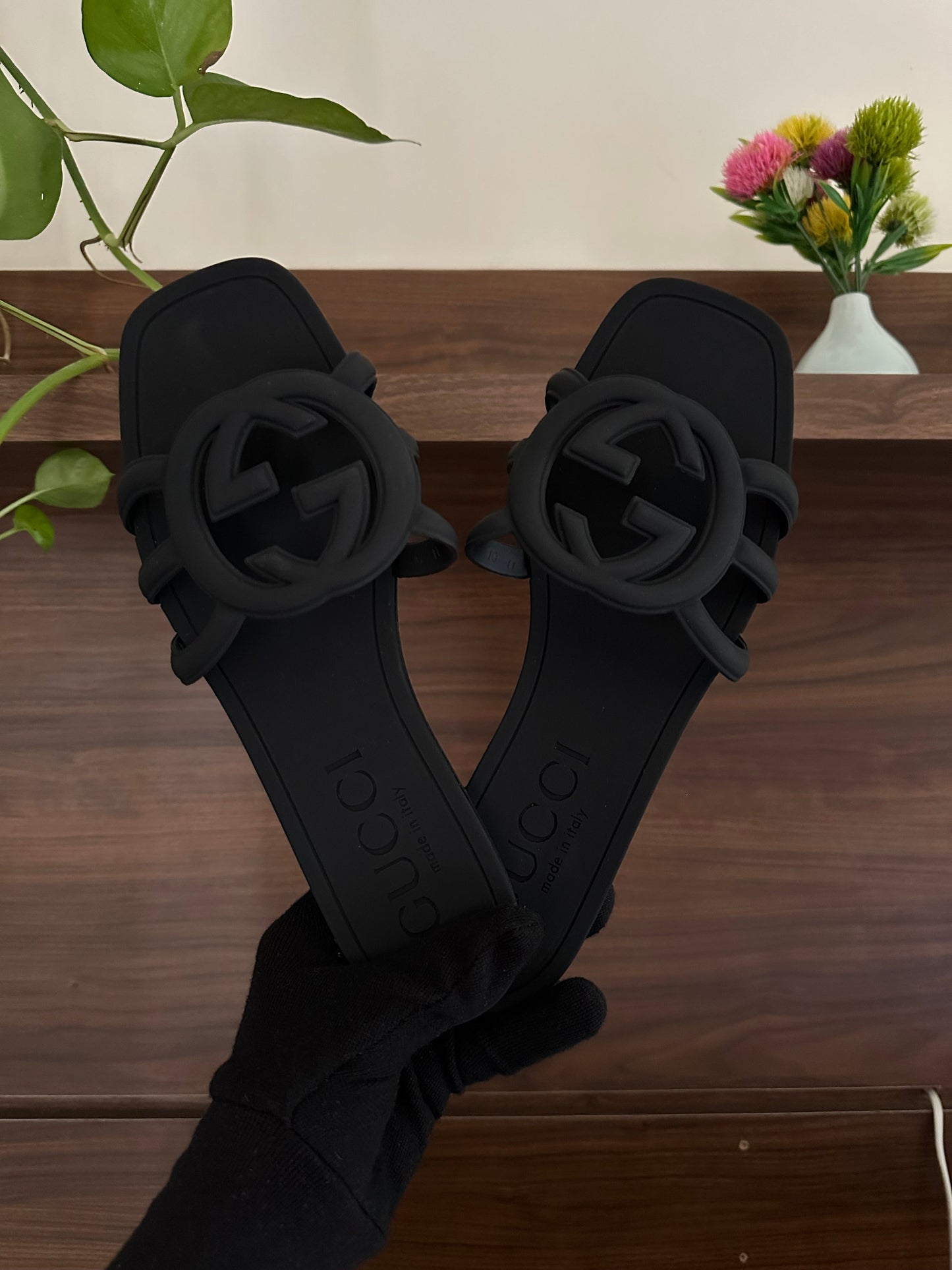 GG slide black famous brand