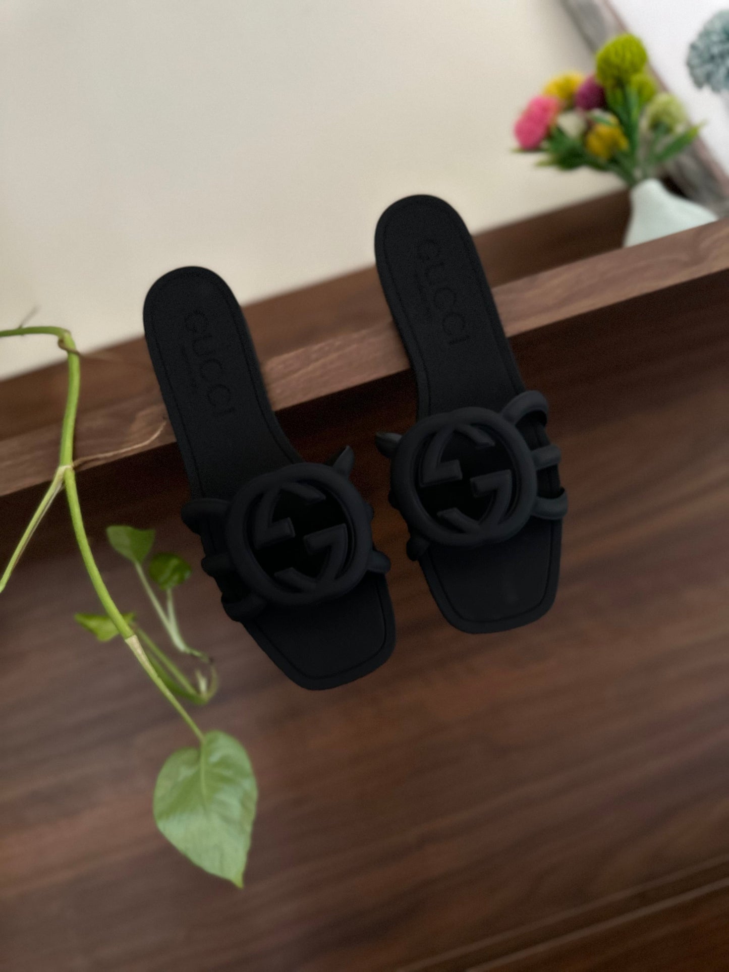 GG slide black famous brand