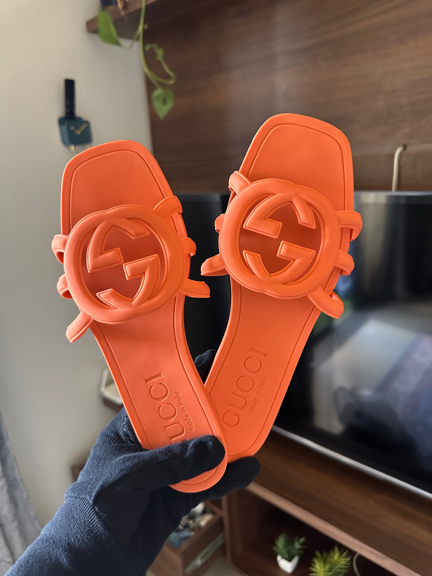 GG slide orange famous brand