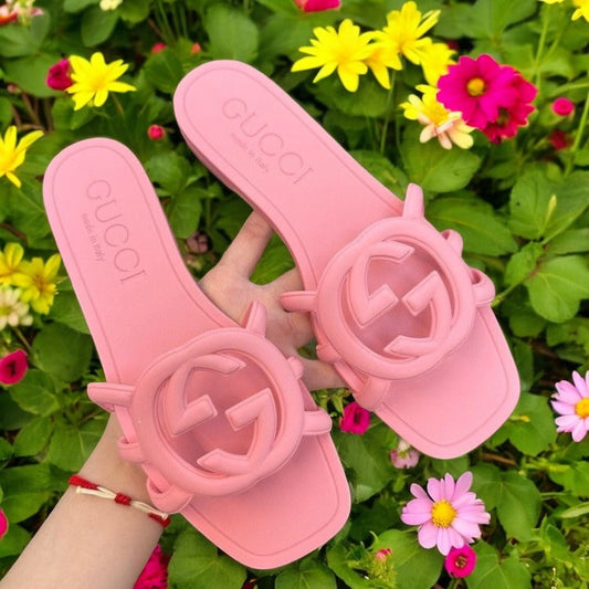 GG slides pink famous brand