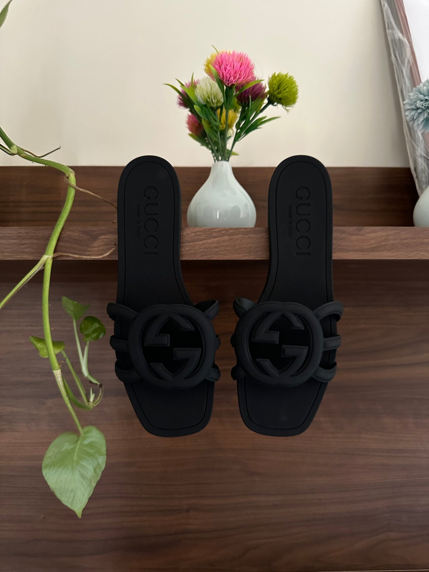 GG slide black famous brand