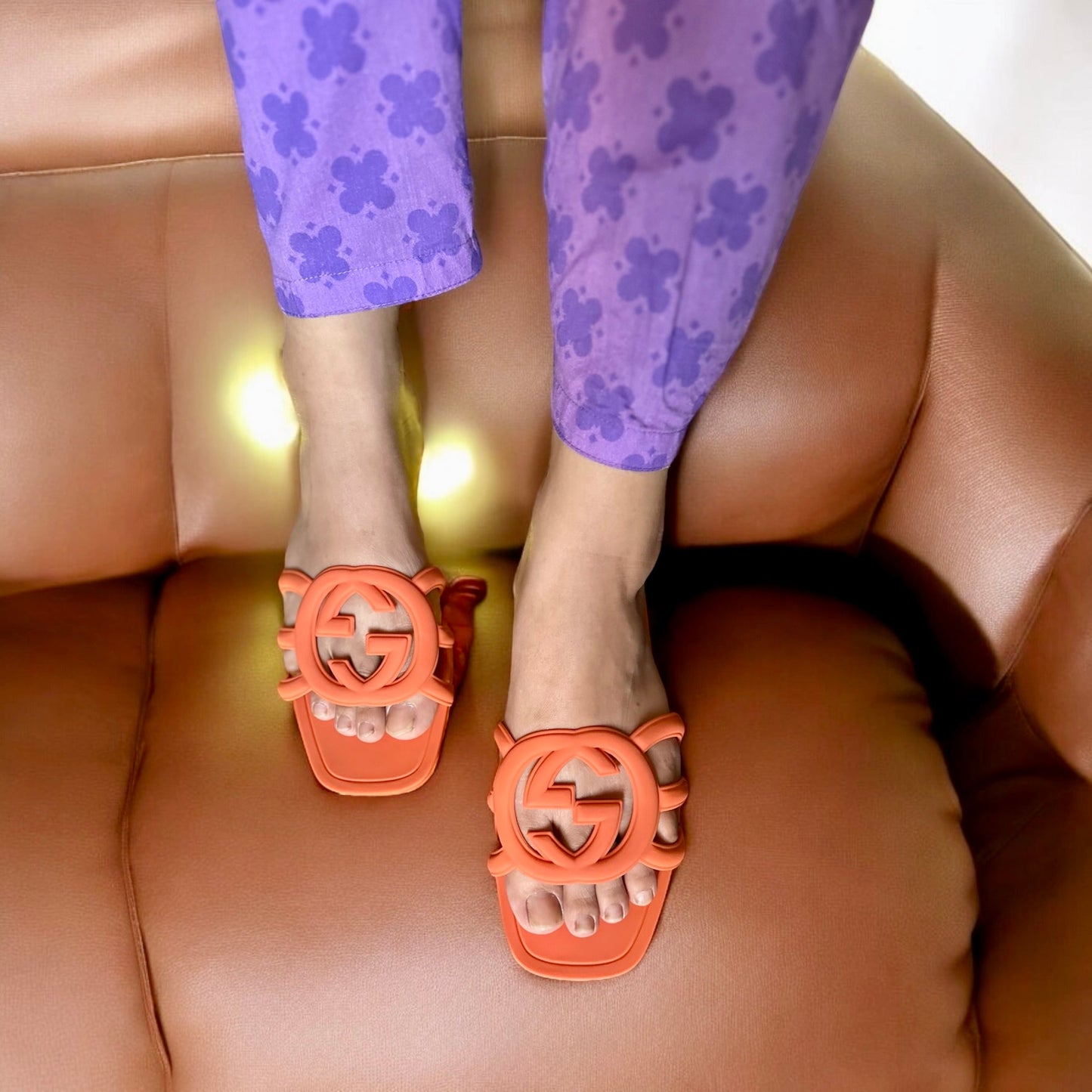 GG slide orange famous brand