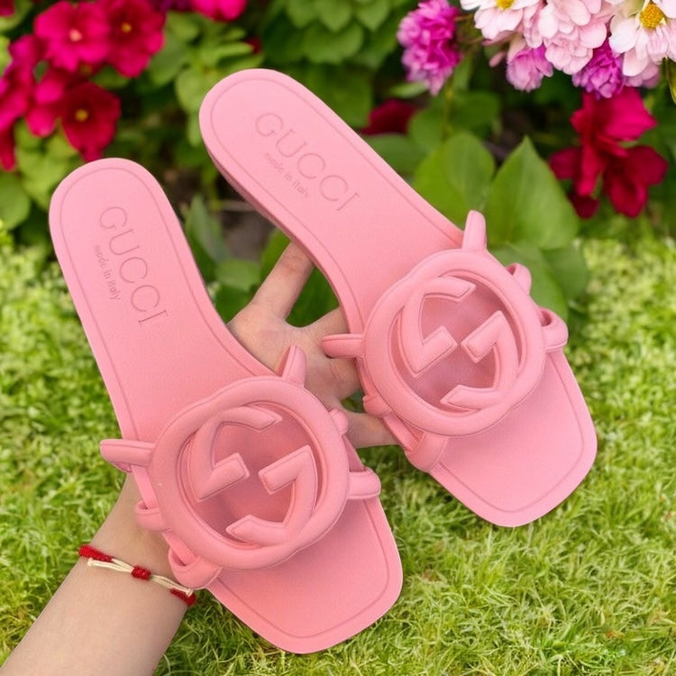 GG slides pink famous brand